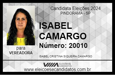 Candidato ISABEL CAMARGO 2024 - PINDORAMA - Eleições