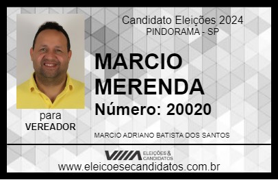 Candidato MARCIO MERENDA 2024 - PINDORAMA - Eleições