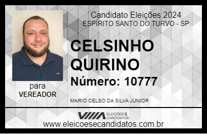 Candidato CELSINHO QUIRINO 2024 - ESPÍRITO SANTO DO TURVO - Eleições