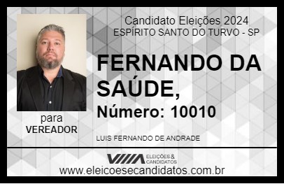 Candidato FERNANDO BERTOLINO 2024 - ESPÍRITO SANTO DO TURVO - Eleições