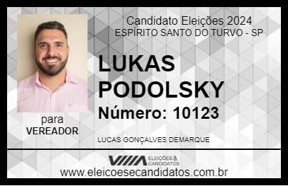 Candidato LUKAS PODOLSKY 2024 - ESPÍRITO SANTO DO TURVO - Eleições