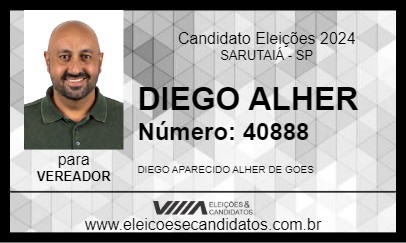 Candidato DIEGO ALHER 2024 - SARUTAIÁ - Eleições