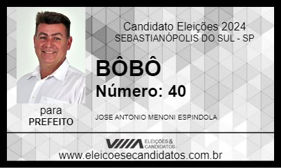 Candidato BÔBÔ 2024 - SEBASTIANÓPOLIS DO SUL - Eleições