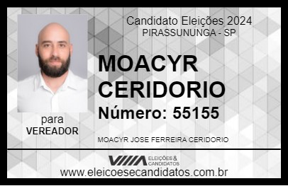 Candidato MOACYR CERIDORIO 2024 - PIRASSUNUNGA - Eleições