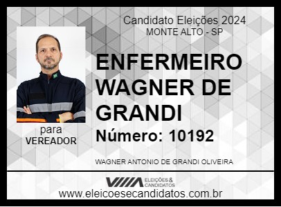 Candidato ENFERMEIRO WAGNER DE GRANDI 2024 - MONTE ALTO - Eleições