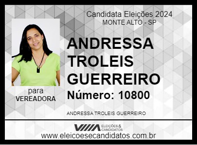 Candidato ANDRESSA TROLEIS GUERREIRO 2024 - MONTE ALTO - Eleições