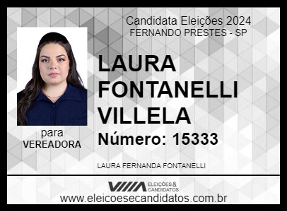 Candidato LAURA FONTANELLI VILLELA 2024 - FERNANDO PRESTES - Eleições