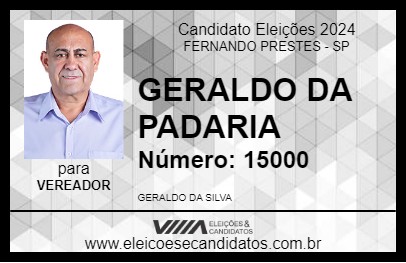 Candidato GERALDO DA PADARIA 2024 - FERNANDO PRESTES - Eleições