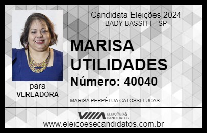 Candidato MARISA UTILIDADES 2024 - BADY BASSITT - Eleições