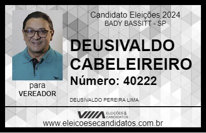 Candidato DEUSIVALDO CABELEIREIRO 2024 - BADY BASSITT - Eleições