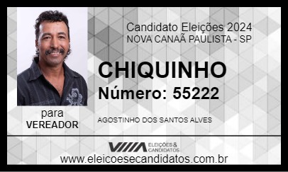 Candidato CHIQUINHO 2024 - NOVA CANAÃ PAULISTA - Eleições