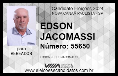 Candidato EDSON JACOMASSI 2024 - NOVA CANAÃ PAULISTA - Eleições