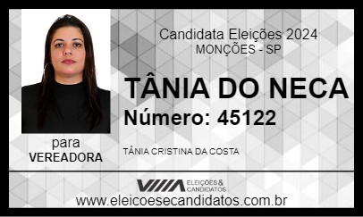 Candidato TÂNIA DO NECA 2024 - MONÇÕES - Eleições