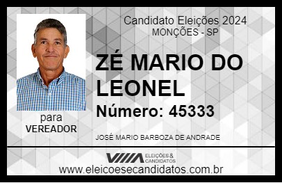 Candidato ZÉ MARIO DO LEONEL 2024 - MONÇÕES - Eleições