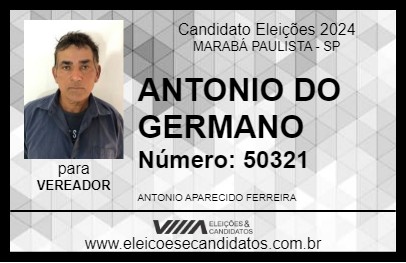 Candidato ANTONIO DO GERMANO 2024 - MARABÁ PAULISTA - Eleições