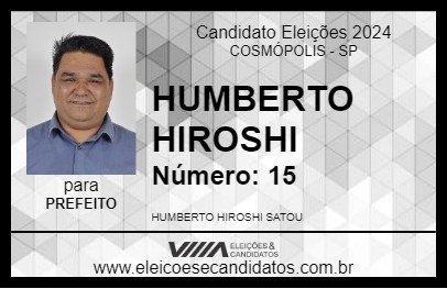 Candidato HUMBERTO HIROSHI 2024 - COSMÓPOLIS - Eleições