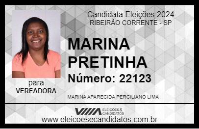 Candidato MARINA PRETINHA 2024 - RIBEIRÃO CORRENTE - Eleições