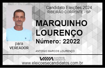 Candidato MARQUINHO LOURENÇO 2024 - RIBEIRÃO CORRENTE - Eleições