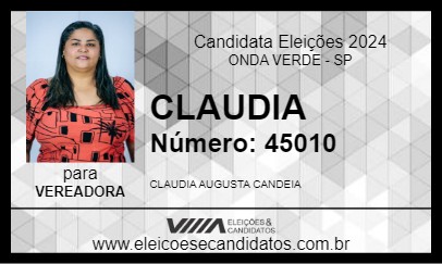 Candidato CLAUDIA 2024 - ONDA VERDE - Eleições