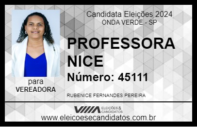 Candidato PROFESSORA NICE 2024 - ONDA VERDE - Eleições