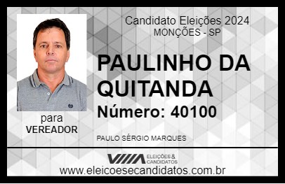 Candidato PAULINHO DA QUITANDA 2024 - MONÇÕES - Eleições