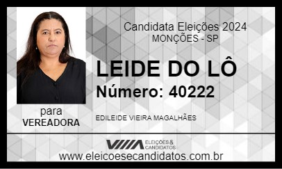 Candidato LEIDE DO LÔ 2024 - MONÇÕES - Eleições