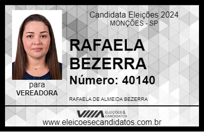 Candidato RAFAELA BEZERRA 2024 - MONÇÕES - Eleições