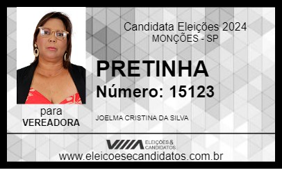 Candidato PRETINHA 2024 - MONÇÕES - Eleições