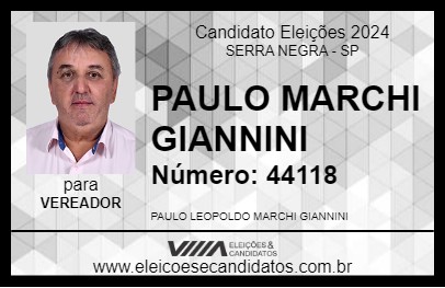 Candidato PAULO MARCHI GIANNINI 2024 - SERRA NEGRA - Eleições