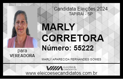 Candidato MARLY CORRETORA 2024 - TAPIRAÍ - Eleições