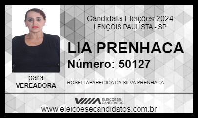 Candidato LIA PRENHACA 2024 - LENÇÓIS PAULISTA - Eleições