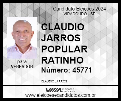 Candidato CLAUDIO JARROS POPULAR RATINHO 2024 - VIRADOURO - Eleições