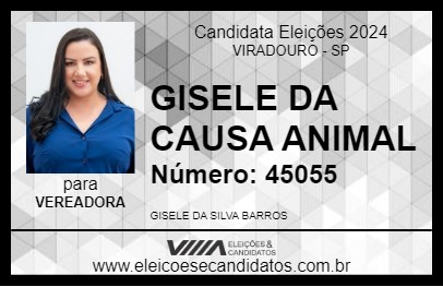 Candidato GISELE DA CAUSA ANIMAL 2024 - VIRADOURO - Eleições