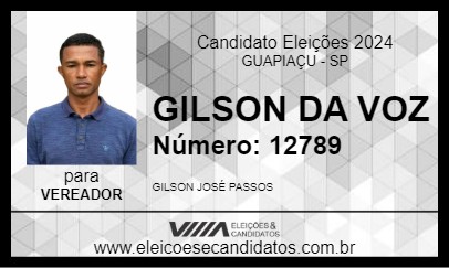 Candidato GILSON DA VOZ 2024 - GUAPIAÇU - Eleições