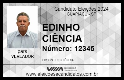 Candidato EDINHO CIÊNCIA 2024 - GUAPIAÇU - Eleições