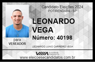 Candidato LEONARDO VEGA 2024 - POTIRENDABA - Eleições