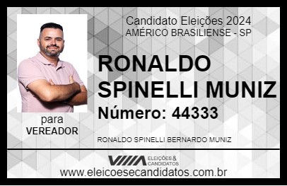 Candidato RONALDO SPINELLI MUNIZ 2024 - AMÉRICO BRASILIENSE - Eleições