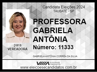 Candidato PROFESSORA GABRIELA ANTÔNIA 2024 - TAUBATÉ - Eleições