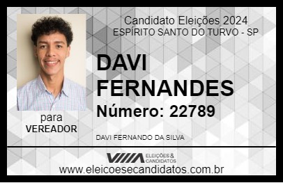 Candidato DAVI FERNANDES 2024 - ESPÍRITO SANTO DO TURVO - Eleições