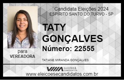 Candidato TATY GONÇALVES  2024 - ESPÍRITO SANTO DO TURVO - Eleições