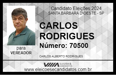 Candidato CARLOS RODRIGUES 2024 - SANTA BÁRBARA D\OESTE - Eleições