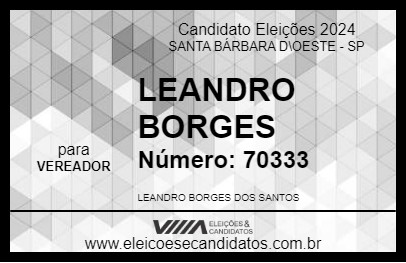 Candidato LEANDRO BORGES 2024 - SANTA BÁRBARA D\OESTE - Eleições