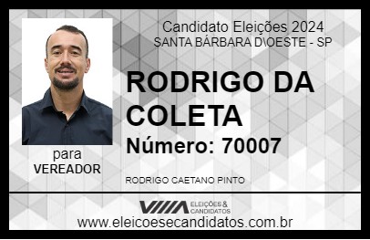 Candidato RODRIGO DA COLETA 2024 - SANTA BÁRBARA D\OESTE - Eleições