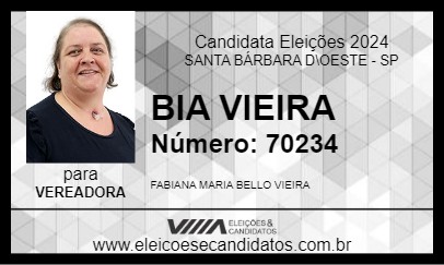 Candidato BIA VIEIRA 2024 - SANTA BÁRBARA D\OESTE - Eleições