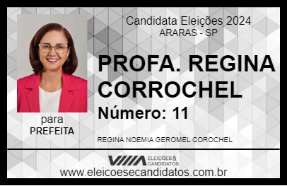 Candidato PROFA. REGINA CORROCHEL 2024 - ARARAS - Eleições