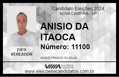 Candidato ANISIO DA ITAOCA 2024 - NOVA CAMPINA - Eleições