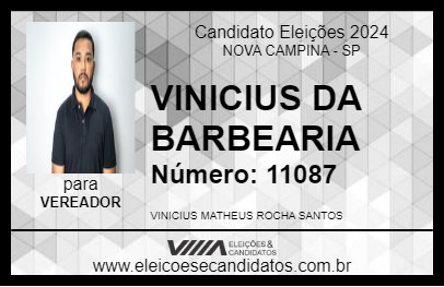 Candidato VINICIUS DA BARBEARIA 2024 - NOVA CAMPINA - Eleições