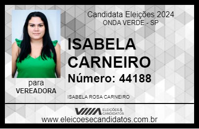 Candidato ISABELA CARNEIRO 2024 - ONDA VERDE - Eleições