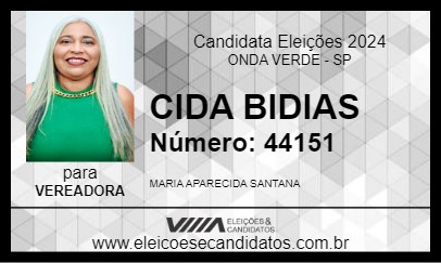 Candidato CIDA BIDIAS 2024 - ONDA VERDE - Eleições