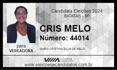 Candidato CRIS MELO 2024 - BATATAIS - Eleições